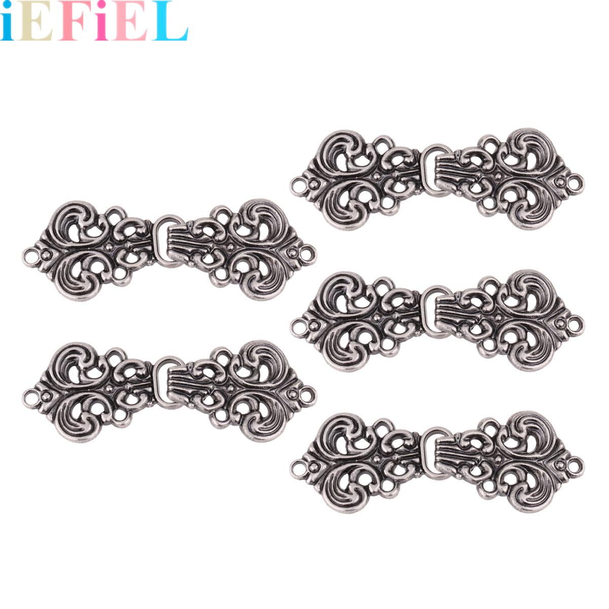 Hook Eye Fastener - กระดุมตกแต่งลายดอกไม้ 5 คู่ สำหรับเสื้อคลุมหรือเสื้อคลุมยาว ตัวล็อคแบบเย็บติด ตะขอและห่วง