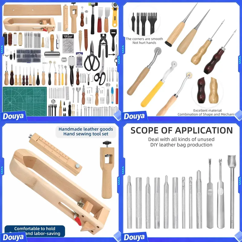 Sewing Thread Production - ชุดอุปกรณ์เย็บหนัง JP พร้อมเครื่องมือเย็บมือ ตะเข็บหนัง และเข็มเย็บ