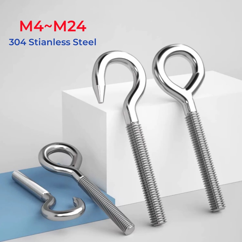 Hook Eye Fastener - สกรูห่วงตาแกะสแตนเลส 304 ขนาด M4 M5 M6