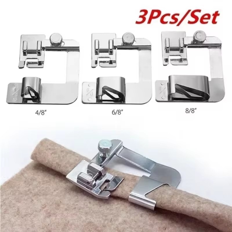 Rolled Hem Foot - ชุดอุปกรณ์เย็บชายผ้า 1/3 ชิ้น ตัวเย็บชายผ้าแบบกว้าง 1 ชิ้น