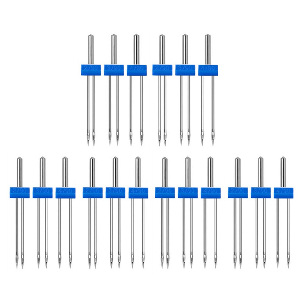 Twin Needle Stretch - เข็มเย็บผ้าสแตนเลส 18 ชิ้น แบบคู่ บรรจุกล่องพลาสติก เข็มคู่แบบยืดหยุ่น