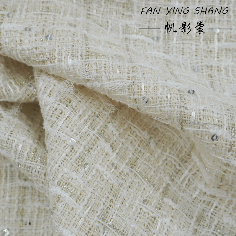 ผ้าทวีดตาข่ายสีงาช้างลายผีเสื้ - Sewing Tweed บทวิจารณ์และราคา