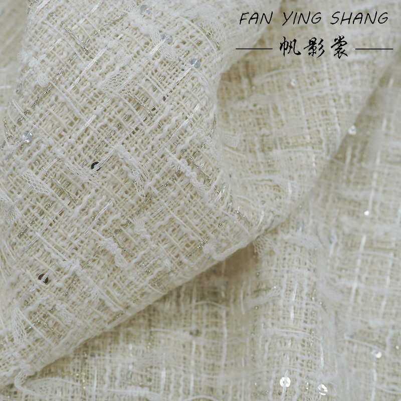 ผ้าทวีดตาข่ายสีงาช้างลายผีเสื้ - Sewing Tweed บทวิจารณ์และราคา