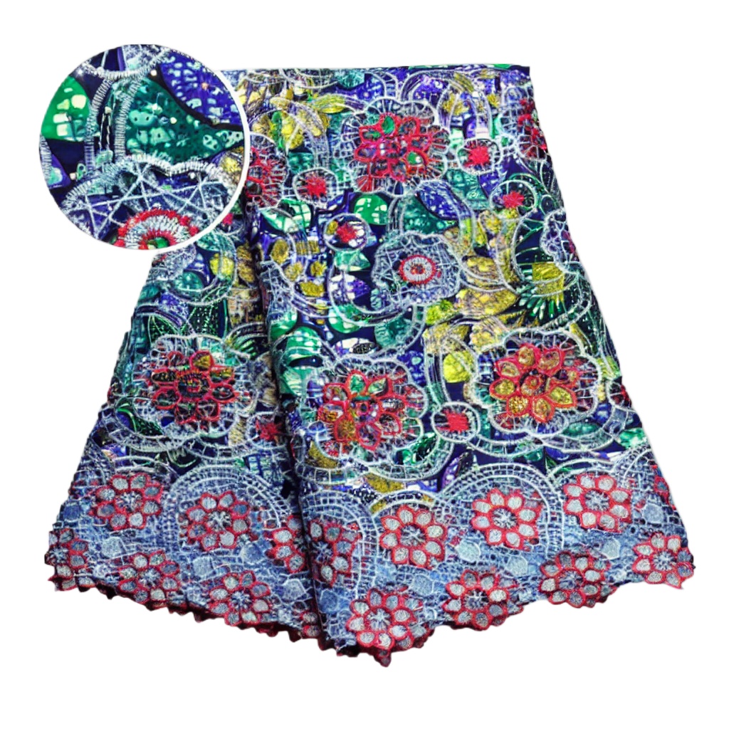 ผ้าลูกไม้แว็กซ์แอฟริกันผสมกลิต - Sewing Batik Fabric บทวิจารณ์และราคา