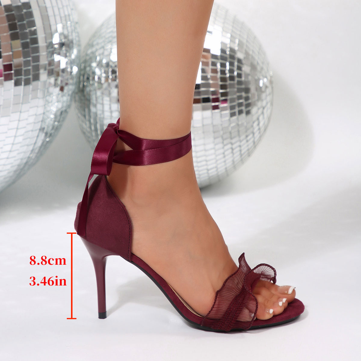 รองเท้าส้นสูงสีดำประดับลูกไม้  - Sewing Nylon บทวิจารณ์และราคา